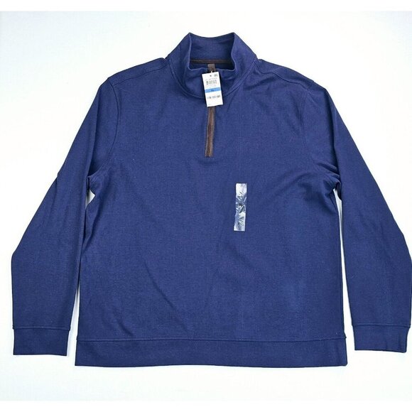Tasso Elba Size XL Men Navy 1/4 Zip Table Long Sleeve Turtle Neck Activewear Top - Picture 1 of 12